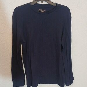 "Make Offer" Jachs Blue Crewneck Sweater with Textured Knit